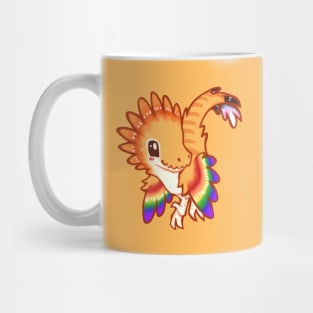 LGBT Pride Queer Cute Chibi Velociraptor Dromeosaur Raptor Dinosaur cartoon drawing Mug